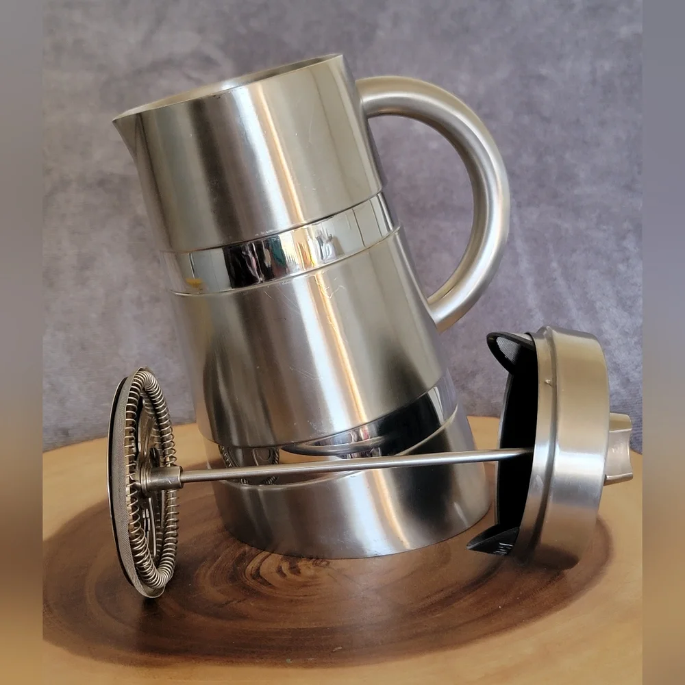 Bonjour Stainless Coffee French Press/Creamer RARE Steampunk Modern Retro - Picture 5 of 16